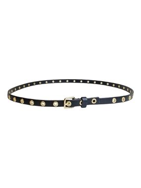 J Crew Women's Black Leather Narrow Grommet Belt S/M